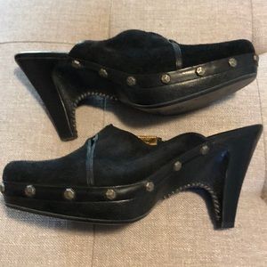 Cole Haan clog leather wood heels